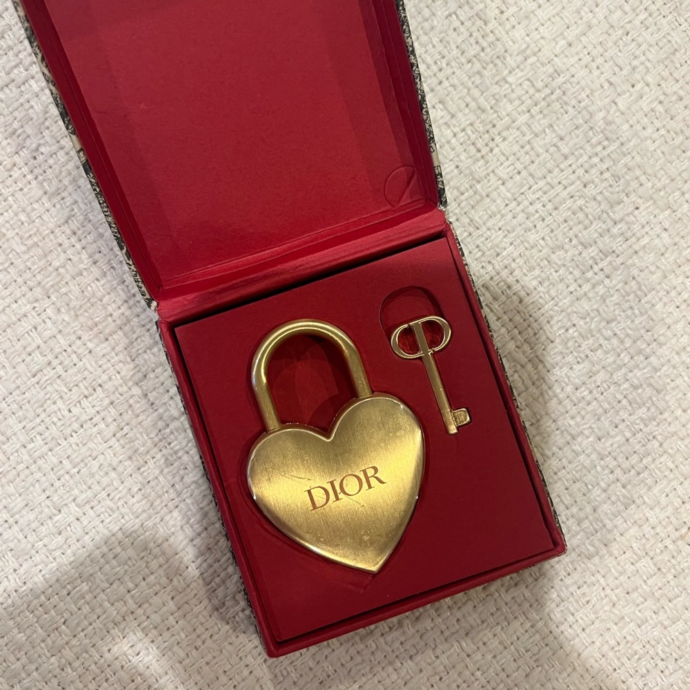 Dior Gold Heart Lock and Key Set